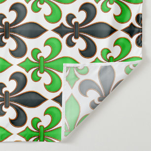 Tapete De Parede Padrão Flor-de-lis Barroco Preto Verde Design 