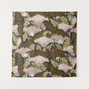 Tapete De Parede Padrão Floral Art Nouveau Vintage com Morcego e Pa