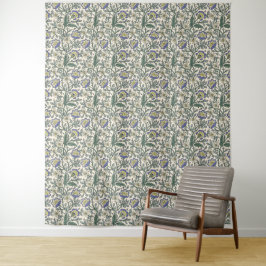 Tapete De Parede Padrão floral azul, amarelo e branco contínuo