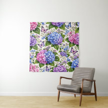 Padrão Floral de Borboleta Hortênsia Enfeitiçada