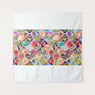 Tapete De Parede Padrão floral de bordados com flores e