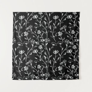Tapete De Parede Padrão Floral De Contorno Sem Vintagem. Desenhar m