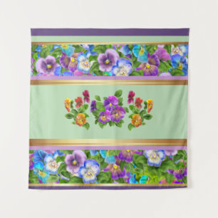 Tapete De Parede Padrão Floral de Flores Violeta Pensées em Aquarel
