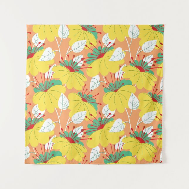 Tapete De Parede Padrão floral perfeito. Fundo com a mão (Frente)