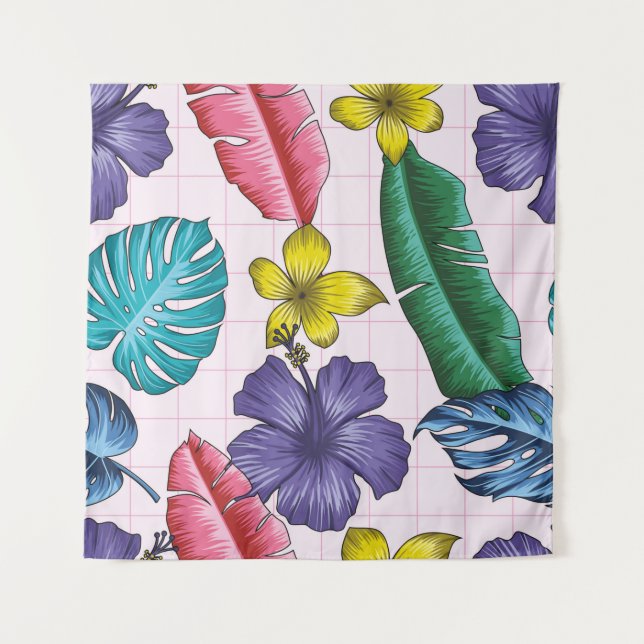 Tapete De Parede Padrão floral sem costura com folhas. dorso tropic (Frente)