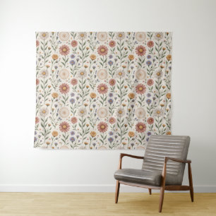 Tapete De Parede Padrão Floral Sem Costura de Remendo de Flores Sil