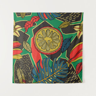 Tapete De Parede Padrão floral tropical em forma de rabisco com fr
