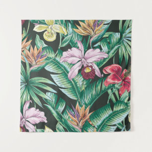 Tapete De Parede Padrão floral tropical sem costura com fluxo exó
