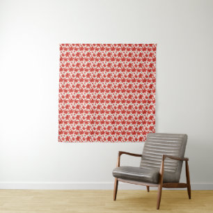 Tapete De Parede Padrão Floral Vermelho Sem Costura Flor Retro Fofa