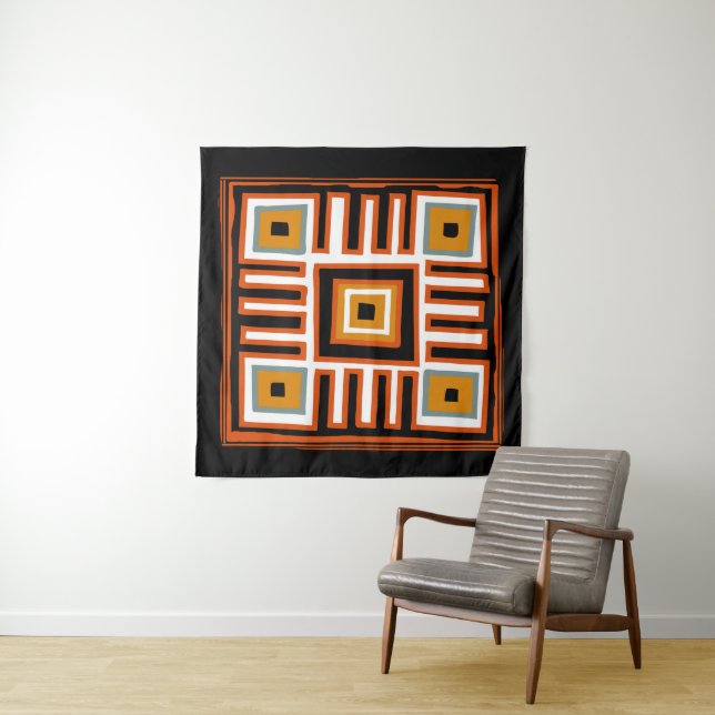 Tapete De Parede padrão geométrico abstrato contemporâneo africano (In Situ)