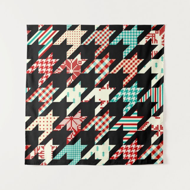 Tapete De Parede Padrão geométrico contínuo. Clássico Houndstooth p (Frente)