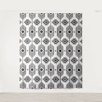 Padrão geométrico de ikat étnico branco e preto