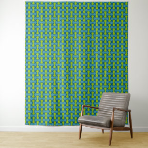 Tapete De Parede Padrão geométrico do Abstrato retrô em azul e verd