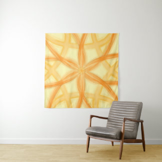 Tapete De Parede Padrão Geométrico Floral Laranja Dourado