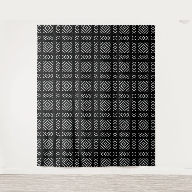 Tapete De Parede Padrão geométrico preto e branco Ama (Frente)