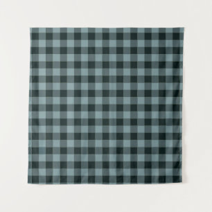 Tapete De Parede Padrão Gingham Preto Azul Verificado