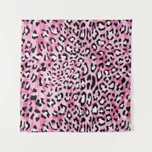 Tapete De Parede Padrão-Leopardo Branco Cor-de-rosa.