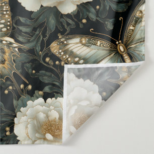 Tapete De Parede Padrão Luxuoso Floral e Borboleta Invisível