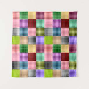 Tapete De Parede Padrão Multicolor de Xadrez de Patchwork Gingham