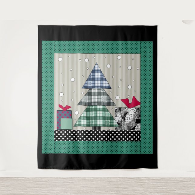 Tapete De Parede Padrão natalício, aplicável, ano novo, natal (Frente)