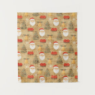 Tapete De Parede Padrão Natalino Antigo Com Papai Noel
