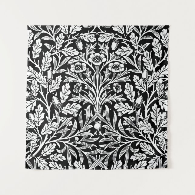 Tapete De Parede Padrão Preto e Branco Vintage de Carvalho William  (Frente)