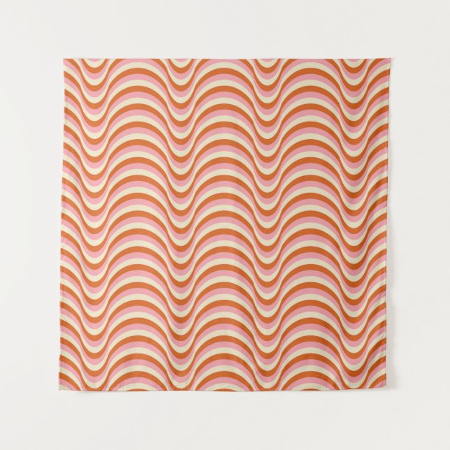 Tapete De Parede Padrão Retro Invisível dos anos 70. Estética dos a (Frente)