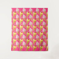 Padrão rosa Kawaii com sorvete de morango