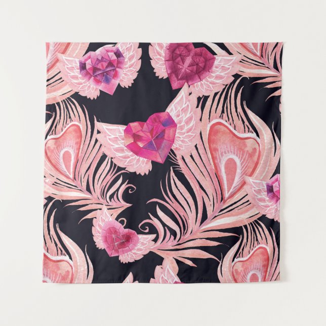 Tapete De Parede Padrão Seamless de Valentino em Aquarela Suave (Frente)