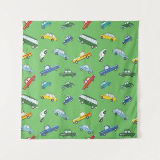 Tapete De Parede Padrão sem costura com bonitos carros desenhados à