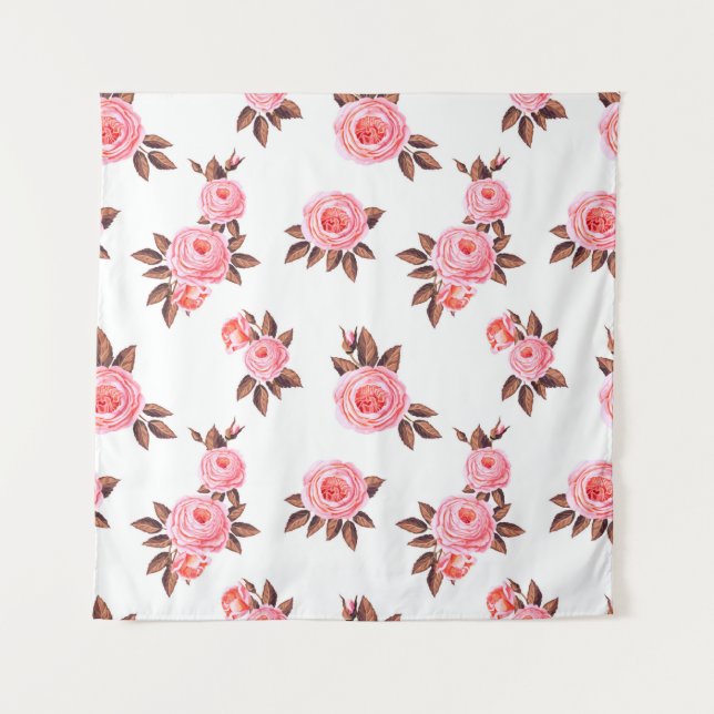 Tapete De Parede Padrão sem costura com inglês rosesbelto, preto (Frente)