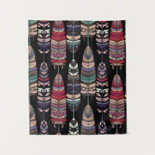 Tapete De Parede Padrão sem costura com penas de aves. Arte tribal