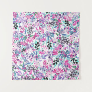 Tapete De Parede Padrão sem costura de flores e bagas roxas,blu