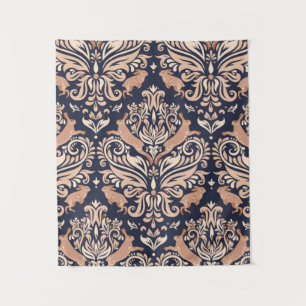 Tapete De Parede Padrão simétrico sem soldadura no estilo Damask.