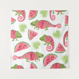 Tapete De Parede Padrão tropical sem costura com aquarela fofa cha
