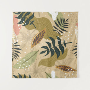 Tapete De Parede Padrão tropical sem costura com plantas, folhas, d