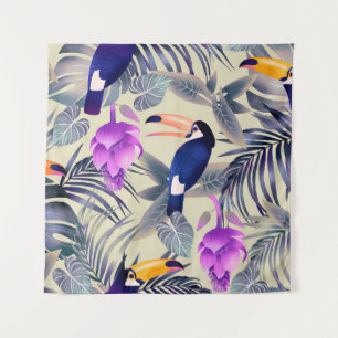 Tapete De Parede Padrão tropical uniforme com tucanos, monstro, p