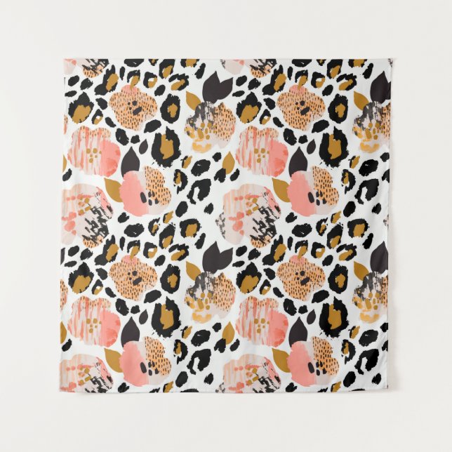 Tapete De Parede Padrão uniforme de abstrato floral: flores com zeb (Frente)