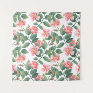 Tapete De Parede Padrão uniforme de aquarela de rosas selvagens. Fl