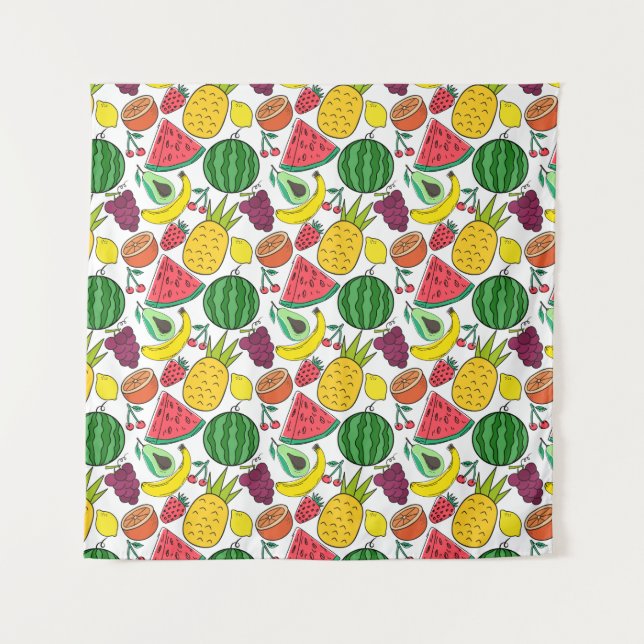 Tapete De Parede padrão uniforme de fruta | padrão da superfície da (Frente)
