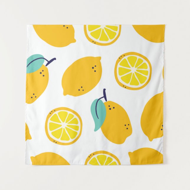 Tapete De Parede Padrão uniforme de frutas de limões (Frente)