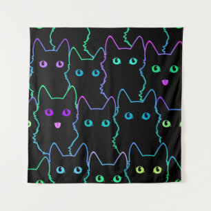 Tapete De Parede padrão uniforme de silhouettespattern de gato fofo