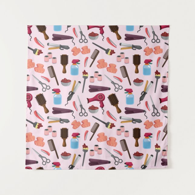 Tapete De Parede padrão uniforme do KIT de cabeleireiro (Frente)