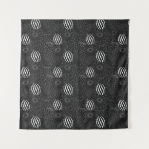 Tapete De Parede Padrão uniforme em fruta preto e branco Tropical