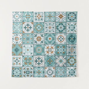 Tapete De Parede Padrão uniforme mediterrânico de azulejos marroq
