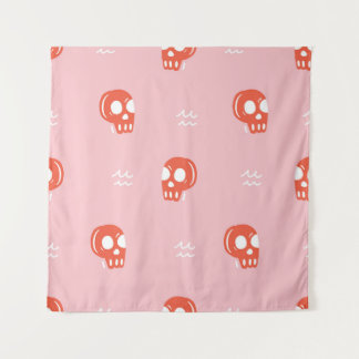 Tapete De Parede Padrão Vintage Red Skull Head