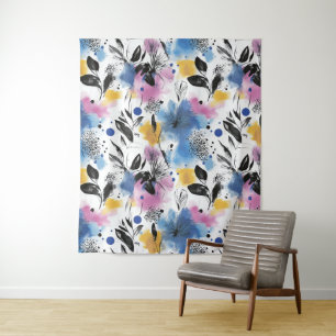 Tapete De Parede Padrão Vintage Watercolor Floral Abstrato (13)