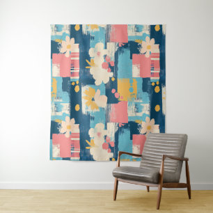 Tapete De Parede Padrão Vintage Watercolor Floral Abstrato (5)