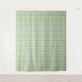 Tapete De Parede Padrão Xadrez Azul Amarelo