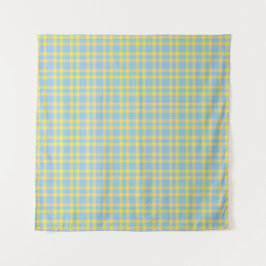 Tapete De Parede Padrão Xadrez Azul Amarelo
